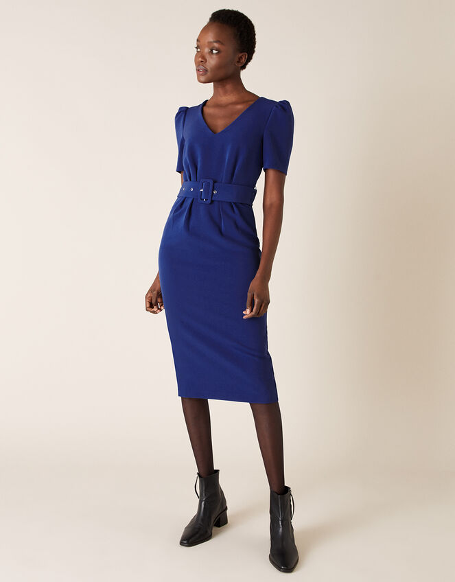 Stephanie Belted Shift Dress, Blue (COBALT), large