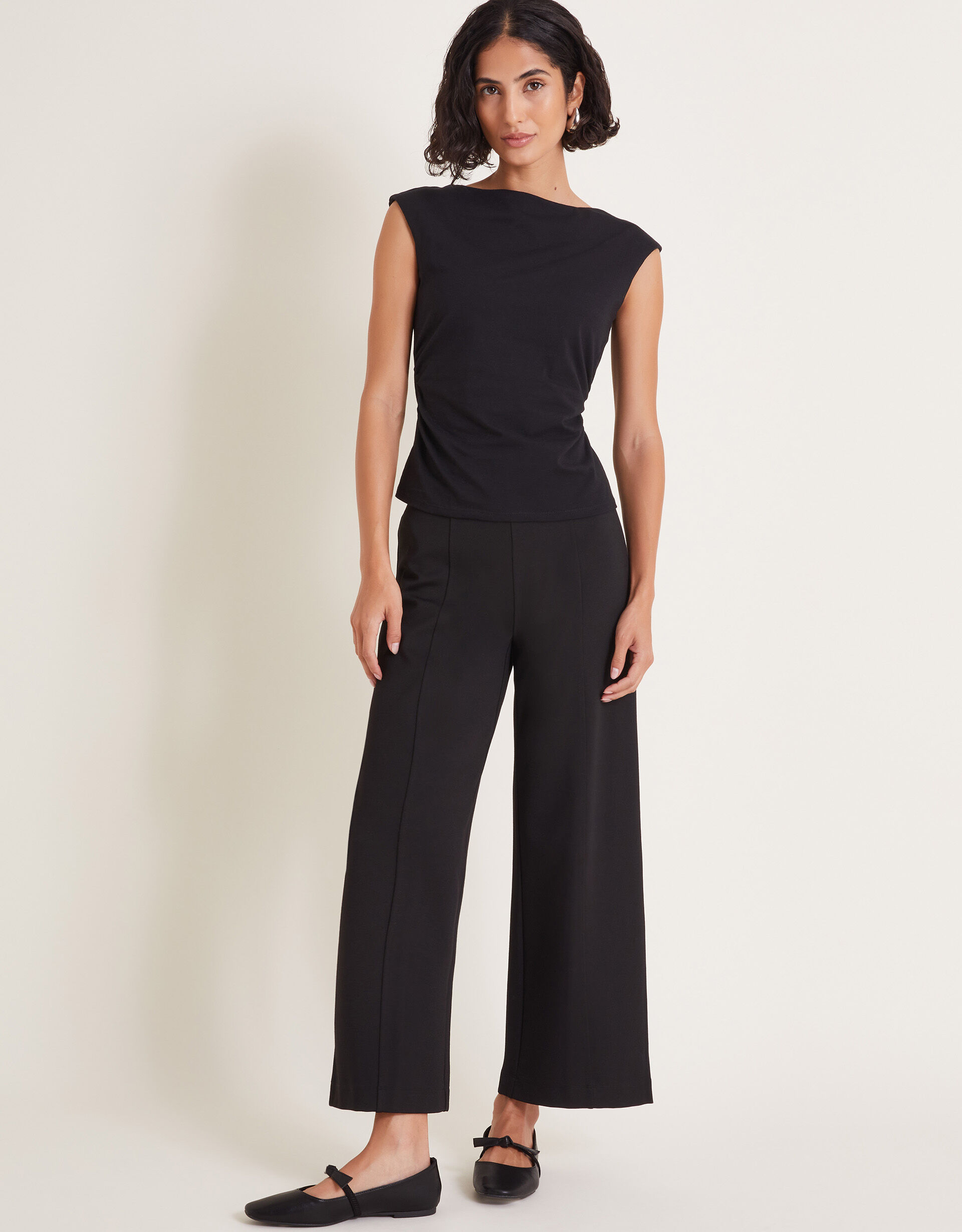 Black Women s Trousers Wide Leg Tapered Trousers Printed Trousers Monsoon Global