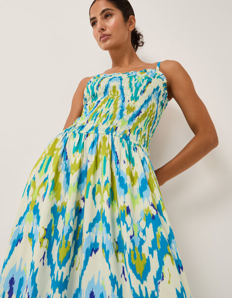 Coralie Drop Waist Print Maxi Dress, Blue (BLUE), large