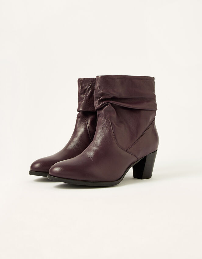 Shona Slouch Leather Ankle Boots Red