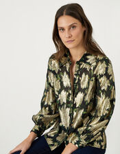 Theodora Metallic Print Blouse, Black (BLACK), large