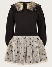 Embellished Floral 2-in-1 Disco Dress, Black (BLACK), large