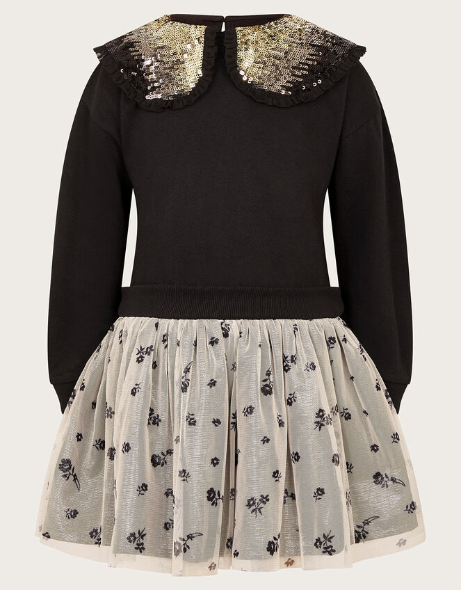 Embellished Floral 2-in-1 Disco Dress, Black (BLACK), large