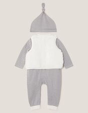 Newborn Polar Bear Gilet & Sleepsuit Set, White (WHITE), large