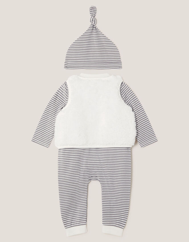 Newborn Polar Bear Gilet & Sleepsuit Set, White (WHITE), large