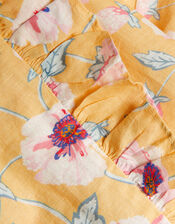 Large Flower Top and Short Set in Linen Blend, Yellow (YELLOW), large
