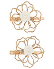 Amelia Wire Flower Hair Clips, , large