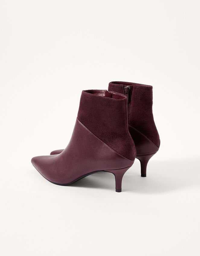 Mixed Material Ankle Boots, Red (BURGUNDY), large