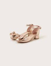 Pleated Bow Two-Part Heels, Gold (ROSE GOLD), large