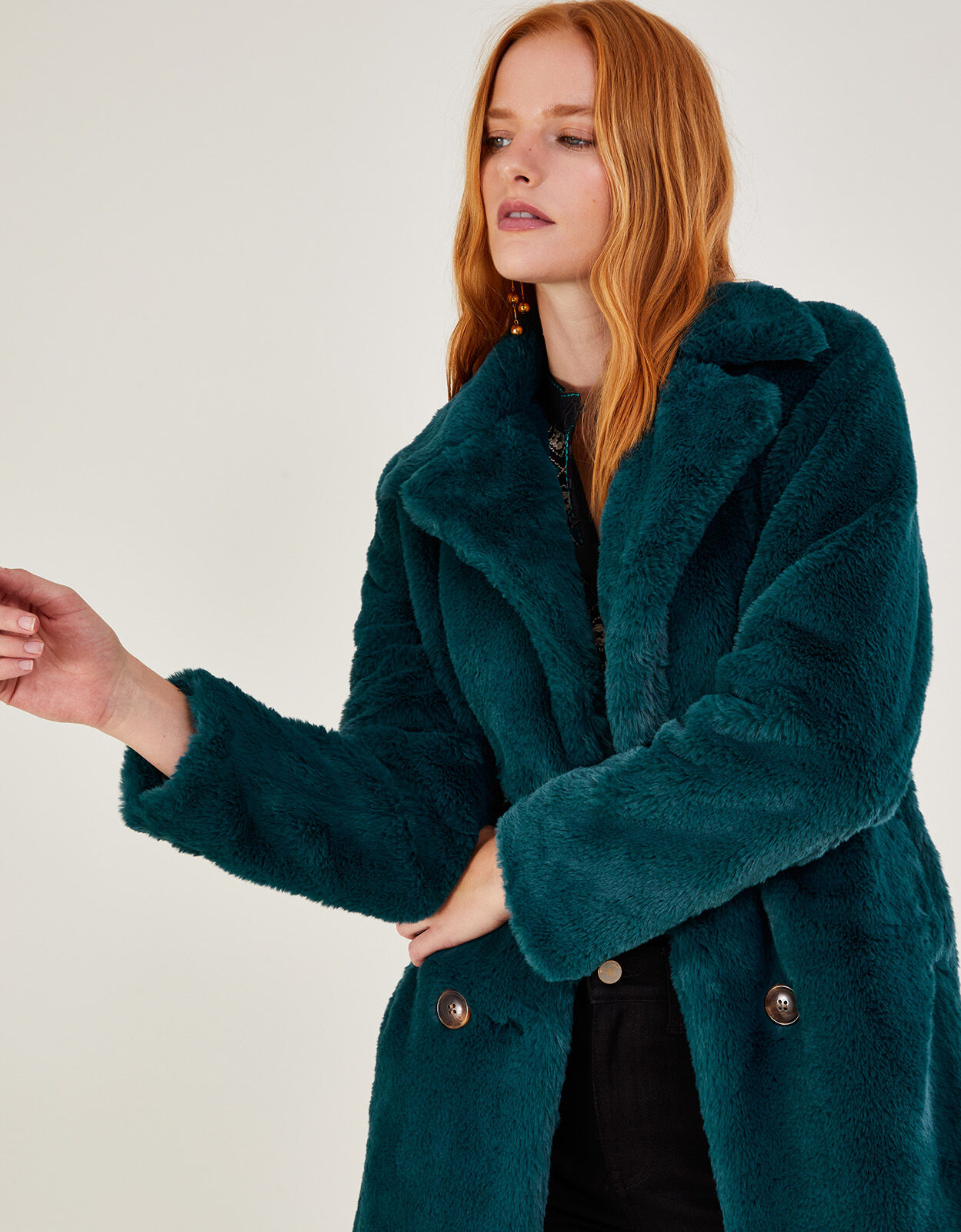 Faith Faux Fur Coat Teal