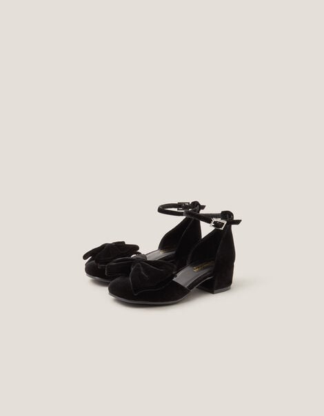 Velvet Bow Two-Part Heels, Black (BLACK), large