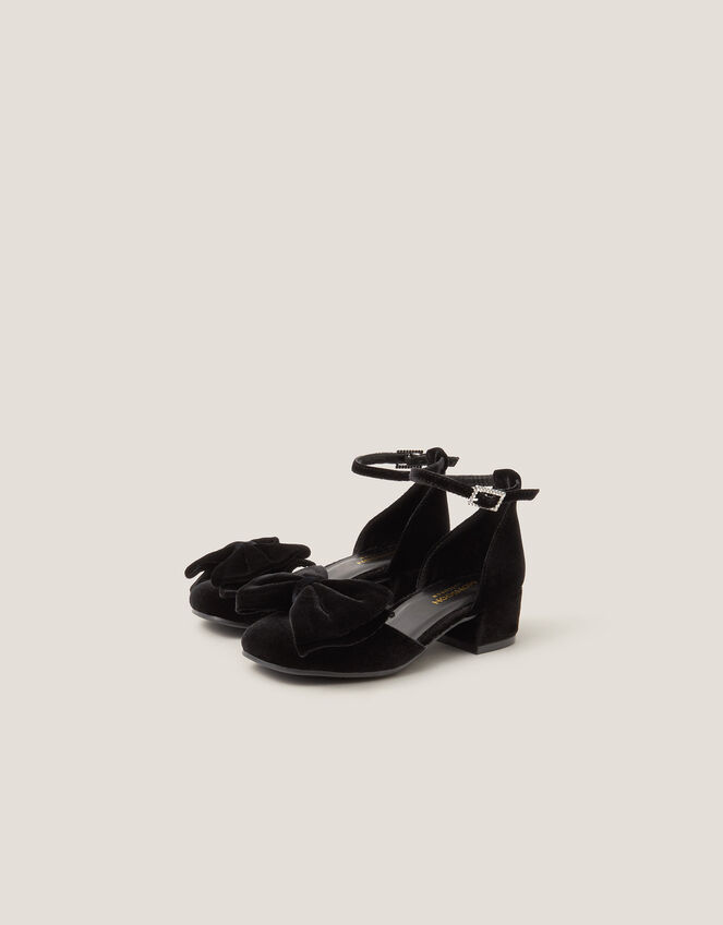 Velvet Bow Two-Part Heels, Black (BLACK), large
