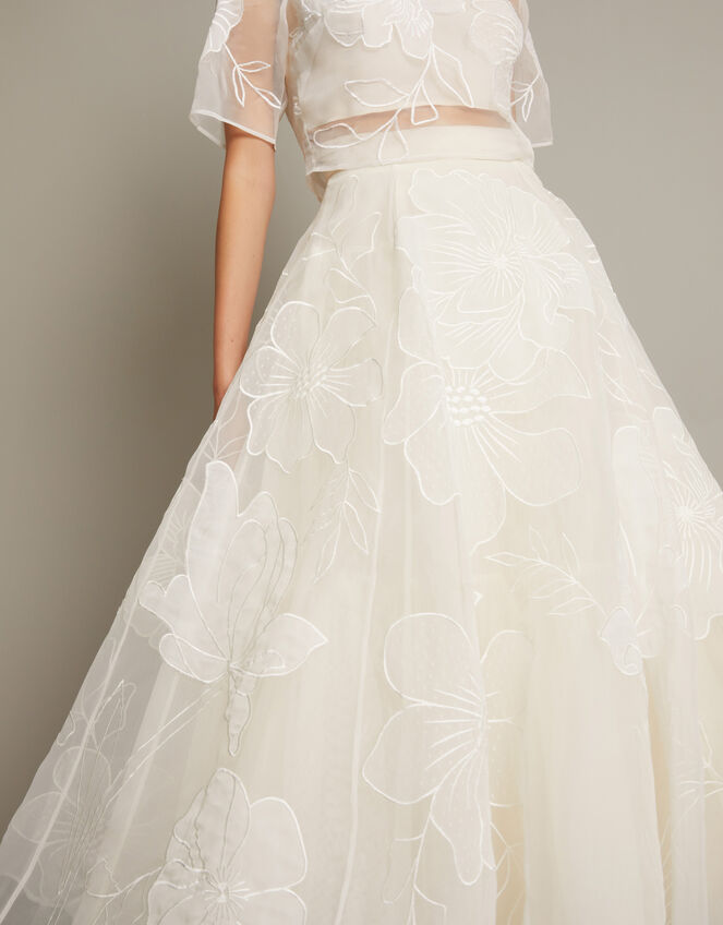 Rosie Embroidered Floral Wedding Skirt, Ivory (IVORY), large