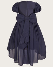 Cherish High Low Bow Back Bridesmaids Dress	, Blue (NAVY), large