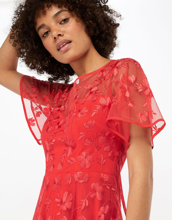 Racquelle Floral Embroidered Dress, Red (RED), large