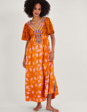 Print Kaftan Dress in LENZING™ ECOVERO™, Orange (CORAL), large