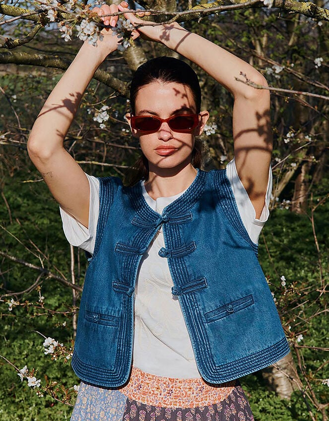 East Juna Denim Gilet, Blue (BLUE), large