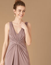 Jessie Jersey Twist V Neck Maxi Dress, Brown (MOCHA), large