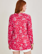 Linen Floral Scale Printed Cover Up, Orange (ORANGE), large