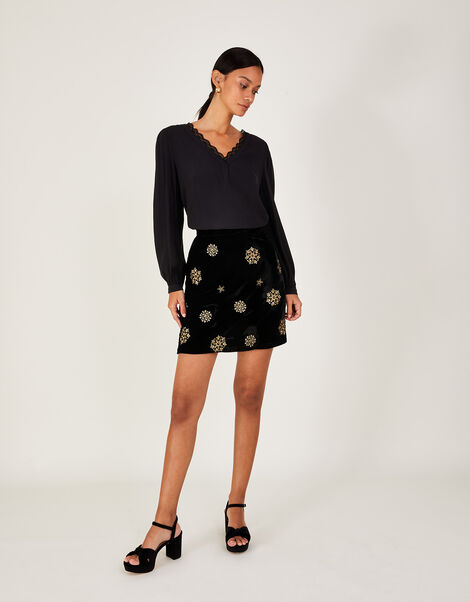 Emma Lace Trim Blouse in LENZING™ ECOVERO™ Black, Black (BLACK), large