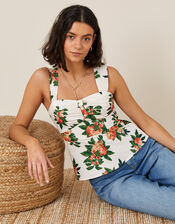 Takala Apple Print Poplin Cami, Ivory (IVORY), large