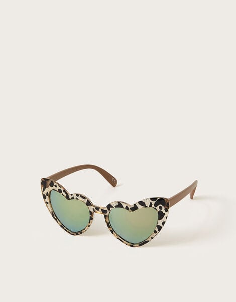 Heart-Shape Leopard Print Sunglasses, , large