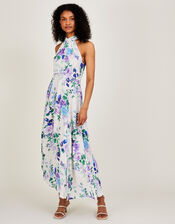 Vivienna Halter Midi Dress in Sustainable Viscose, Ivory (IVORY), large