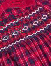 Baby Tartan Smock Dress, Red (RED), large