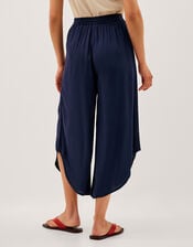 Teri Drawstring Culotte Trousers, Blue (NAVY), large