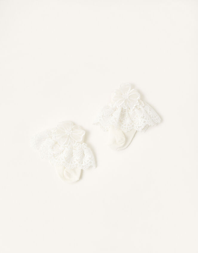 Baby Lace Bando and Socks Set, Ivory (IVORY), large