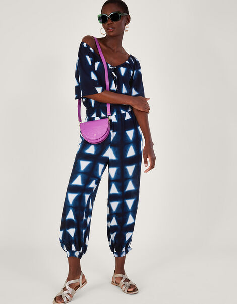 Batik Dye Triangle Trousers in LENZING™ ECOVERO™, Blue (NAVY), large