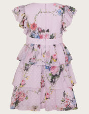 Violetta Floral Tiered Dress, Purple (LILAC), large
