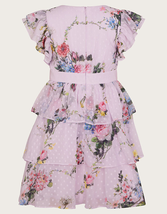 Violetta Floral Tiered Dress, Purple (LILAC), large