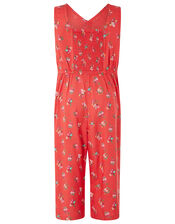 Grace Floral Ruffle Jumpsuit in LENZING™ ECOVERO™, Red (RED), large