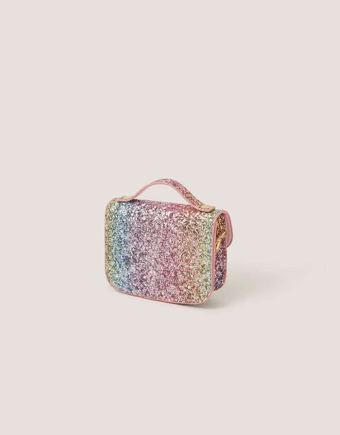 Rainbow Glitter Satchel Bag & Hair Clips Set, , large