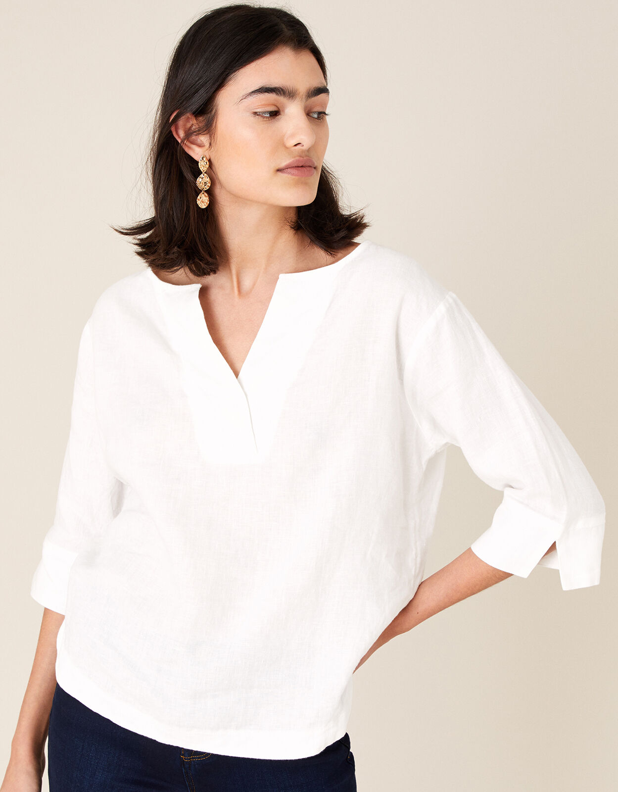 Daisy Plain T-Shirt in Pure Linen White 