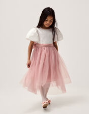 Puff Sleeve Satin Tulle Dress, Pink (PINK), large