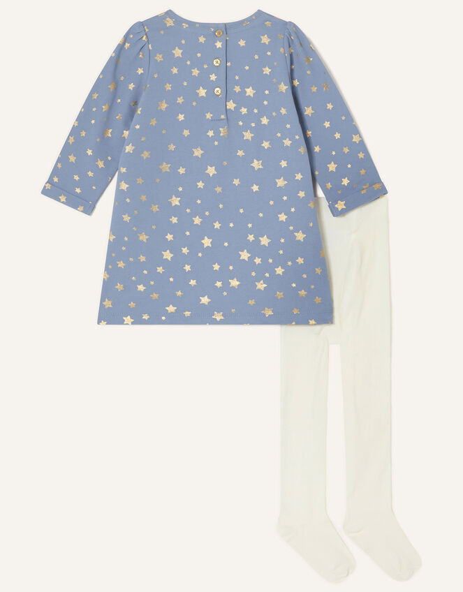 Baby Bunny Sweat Dress and Tights Set, Blue (BLUE), large