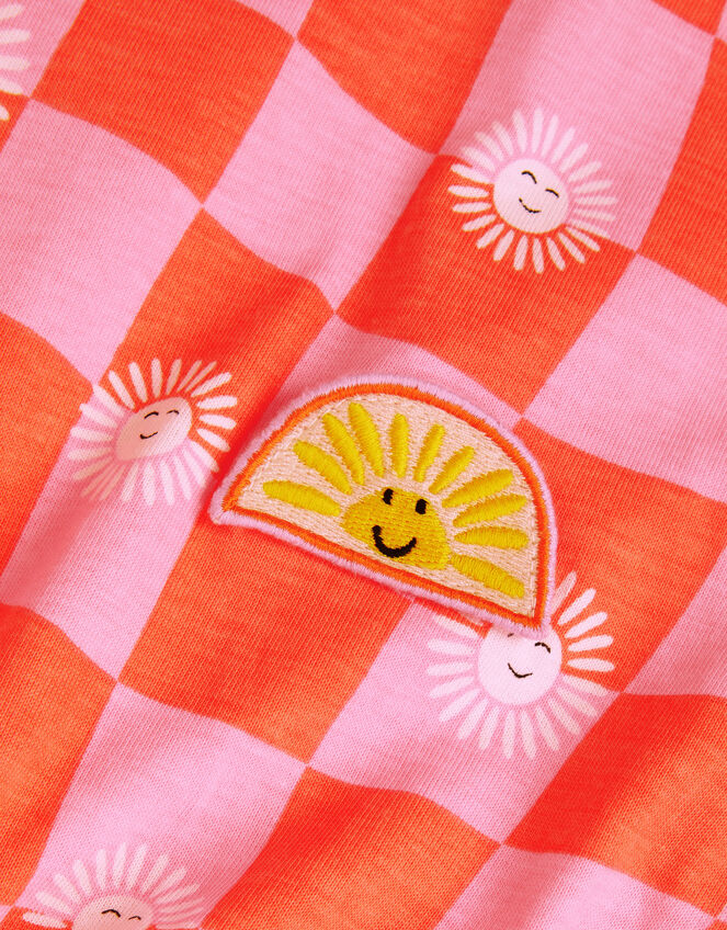 Cut-Out Checkerboard Sundress, Orange (ORANGE), large