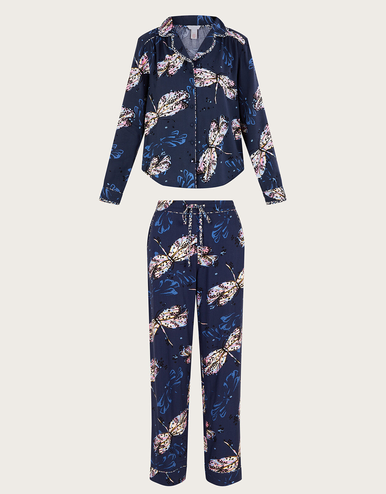 Dragonfly Print Pyjama Set in LENZING ECOVERO Blue