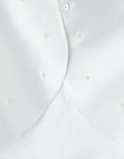 Henrietta Duchess Twill Cover-Up with Pearls, White (WHITE), large