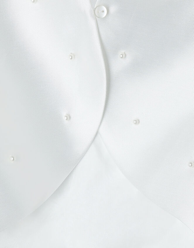Henrietta Duchess Twill Cover-Up with Pearls, White (WHITE), large