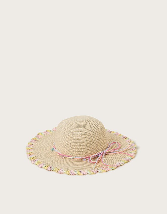 Pastel Sequin Floppy Sun Hat, Multi (MULTI), large
