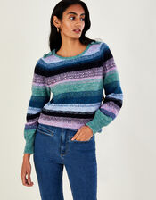 Ombre Stripe Jumper with Recycled Polyester, Green (GREEN), large