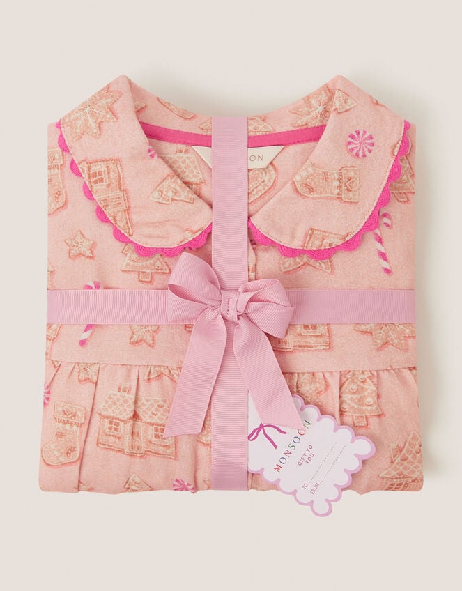 Gingerbread Print Long Christmas Pyjamas Set, Pink (PINK), large