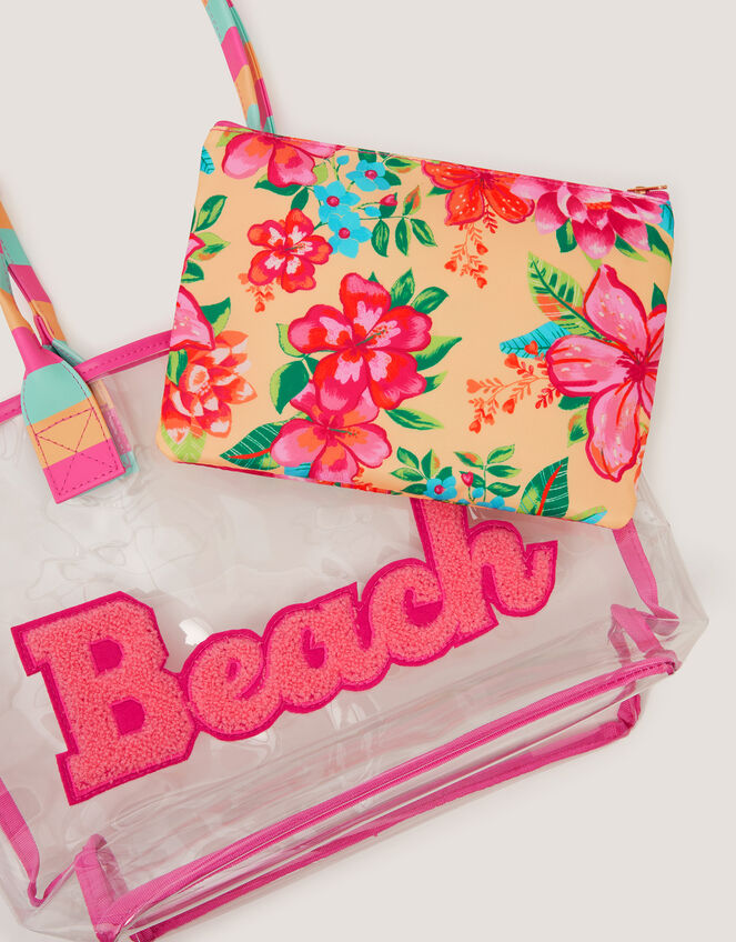 Clear Tropical Beach Bag, , large