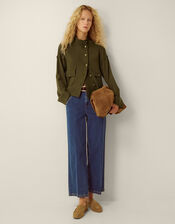 Naya High Neck Knitted Jacket, Green (KHAKI), large