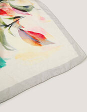 Aimee Lou Large Floral Silk Scarf, Blue (BLUE), large