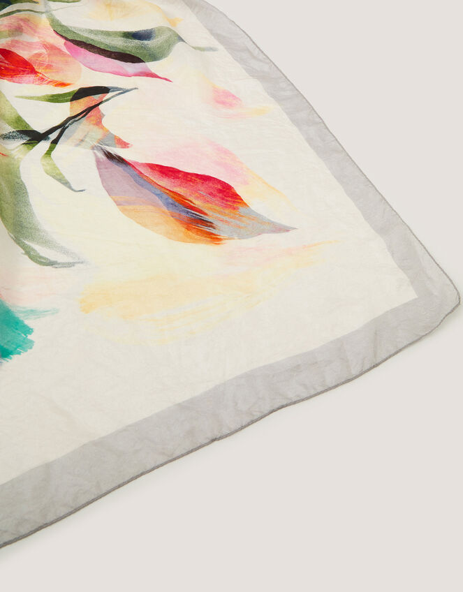 Aimee Lou Large Floral Silk Scarf, Blue (BLUE), large