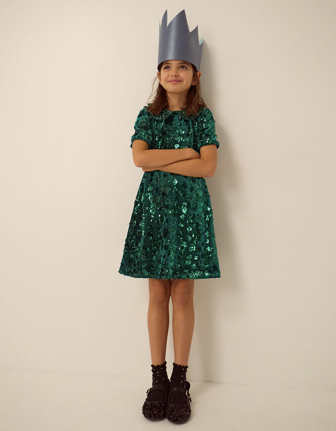 Esmeralda Sequin Collar Party Dress, Green (GREEN), large